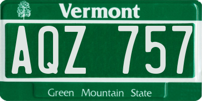 VT license plate AQZ757