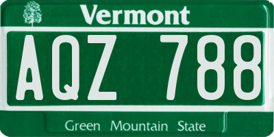 VT license plate AQZ788