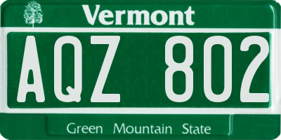 VT license plate AQZ802