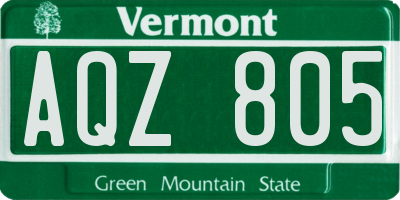 VT license plate AQZ805