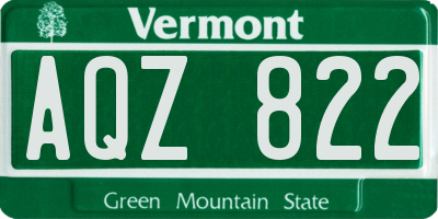 VT license plate AQZ822