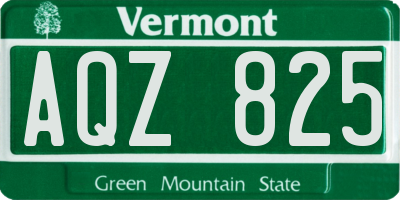 VT license plate AQZ825