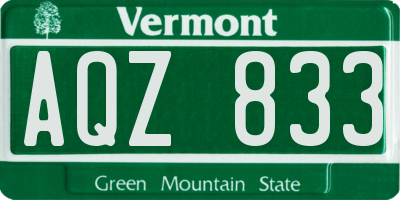 VT license plate AQZ833