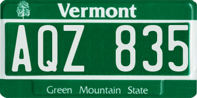 VT license plate AQZ835