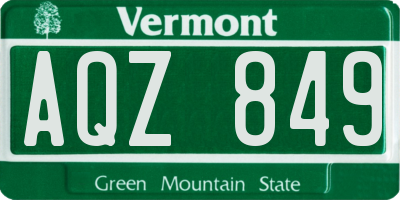 VT license plate AQZ849