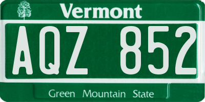 VT license plate AQZ852