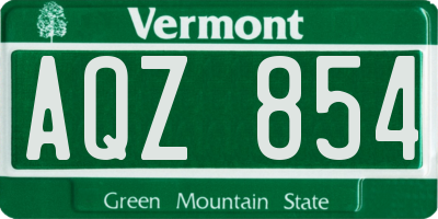 VT license plate AQZ854