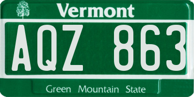 VT license plate AQZ863