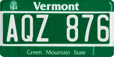 VT license plate AQZ876