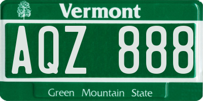 VT license plate AQZ888