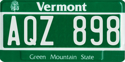 VT license plate AQZ898