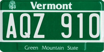 VT license plate AQZ910