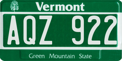 VT license plate AQZ922