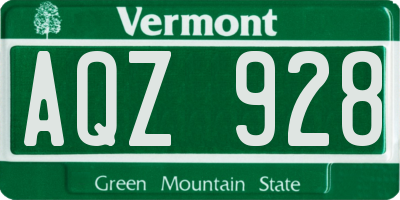 VT license plate AQZ928