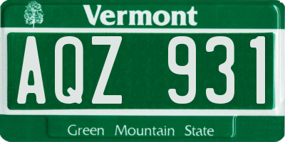 VT license plate AQZ931