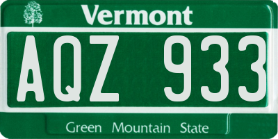 VT license plate AQZ933