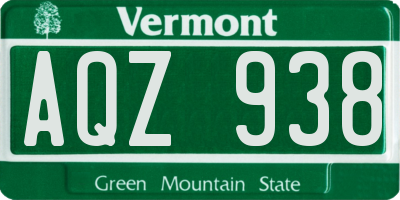 VT license plate AQZ938