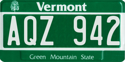 VT license plate AQZ942