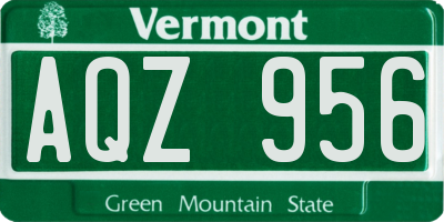 VT license plate AQZ956