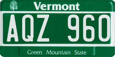 VT license plate AQZ960