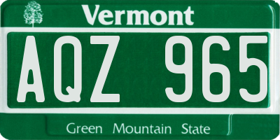 VT license plate AQZ965