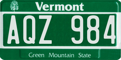 VT license plate AQZ984