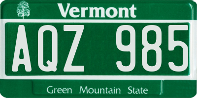 VT license plate AQZ985