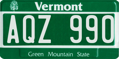 VT license plate AQZ990