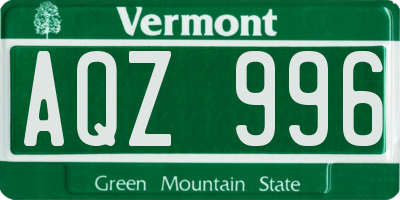 VT license plate AQZ996