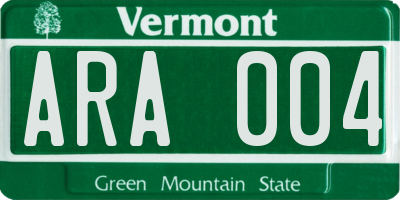 VT license plate ARA004