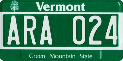 VT license plate ARA024
