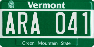 VT license plate ARA041