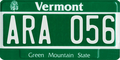 VT license plate ARA056