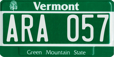 VT license plate ARA057