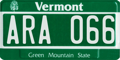 VT license plate ARA066