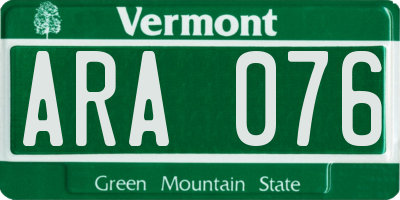 VT license plate ARA076
