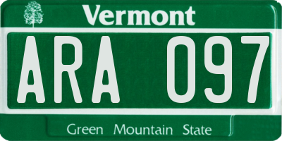 VT license plate ARA097