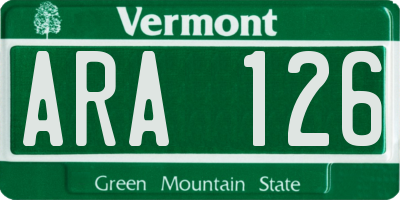 VT license plate ARA126