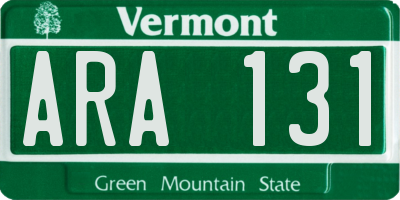 VT license plate ARA131