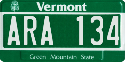 VT license plate ARA134