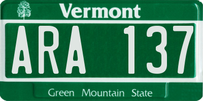 VT license plate ARA137