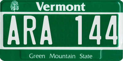 VT license plate ARA144