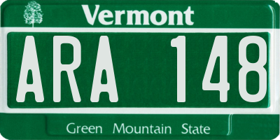 VT license plate ARA148