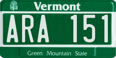 VT license plate ARA151
