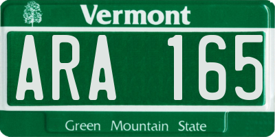 VT license plate ARA165