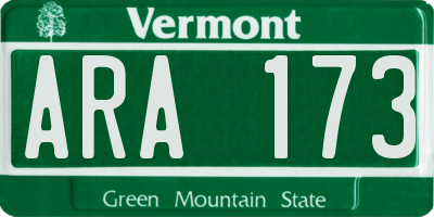 VT license plate ARA173