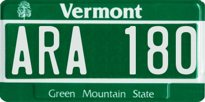 VT license plate ARA180