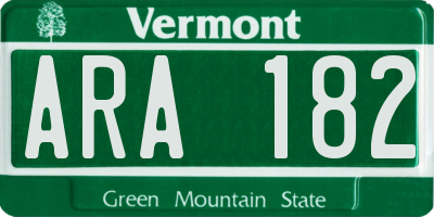 VT license plate ARA182