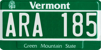 VT license plate ARA185