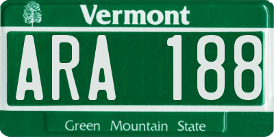 VT license plate ARA188